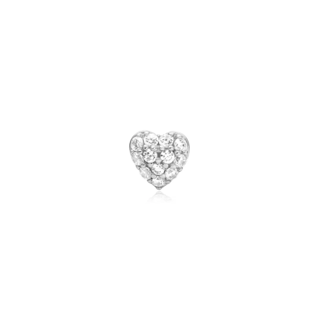 ANIA HAIE Silver Pave Heart Barbell Single Earring