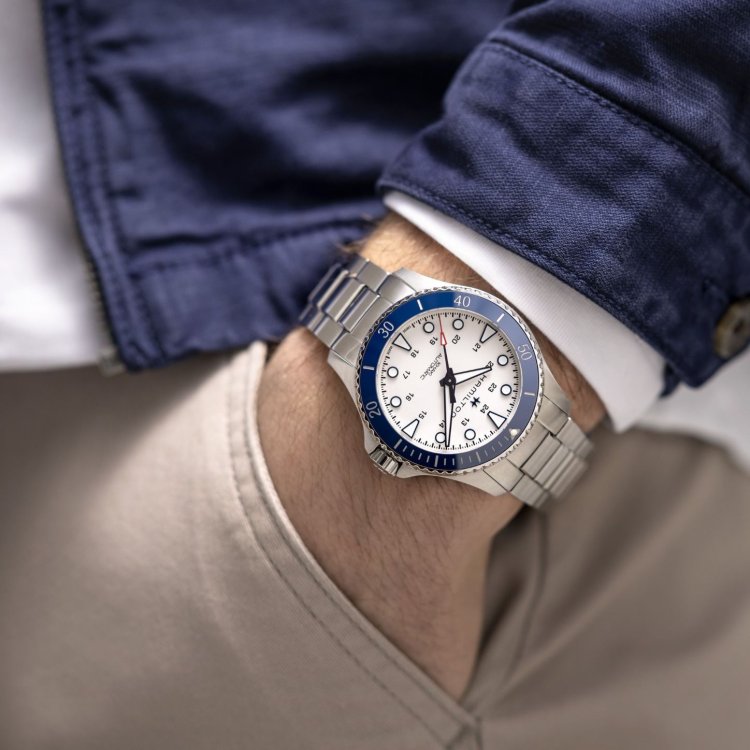 HAMILTON Khaki Navy Scuba Auto Stainless Steel Bracelet