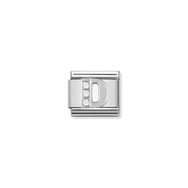 NOMINATION COMPOSABLE CLASSIC LINK LETTER D WITH CZ IN 925 SILVER
