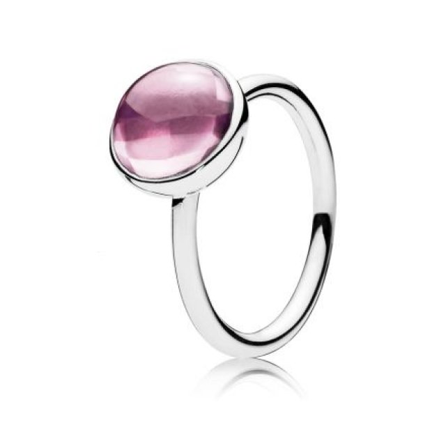 Pandora Silver Poetic Droplet Pink Ring