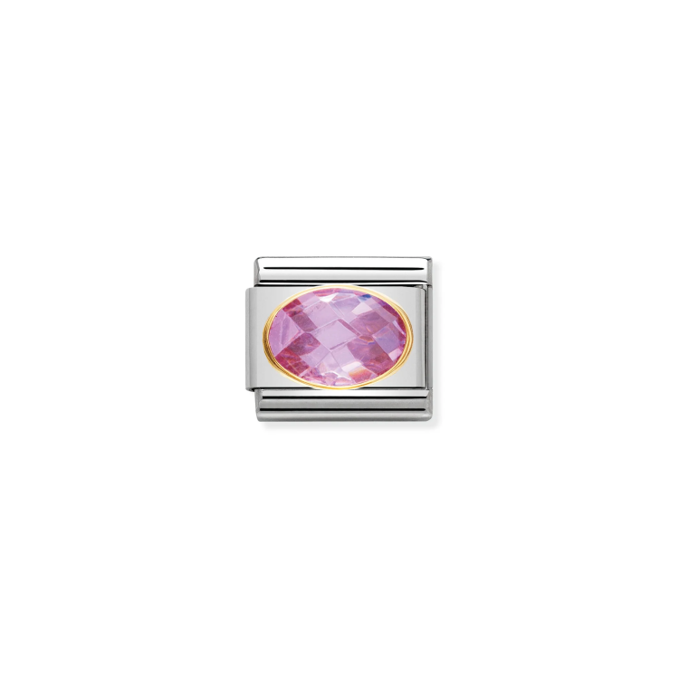 NOMINATION COMPOSABLE CLASSIC LINK PINK FACETED CZ IN 18K GOLD