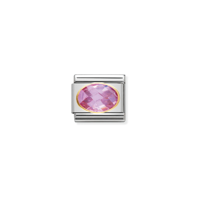 NOMINATION COMPOSABLE CLASSIC LINK PINK FACETED CZ IN 18K GOLD