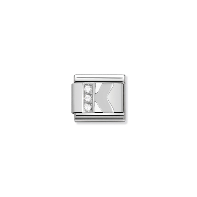 NOMINATION COMPOSABLE CLASSIC LINK LETTER K WITH CZ IN 925 SILVER