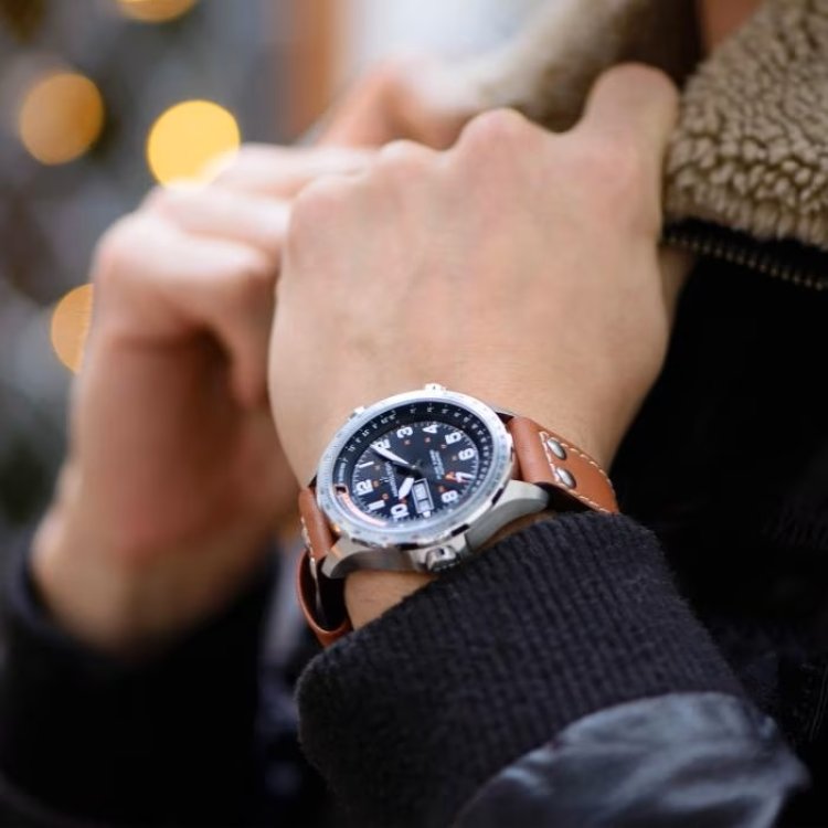 HAMILTON Khaki Aviation X-Wind Day Date Auto Brown Leather Strap