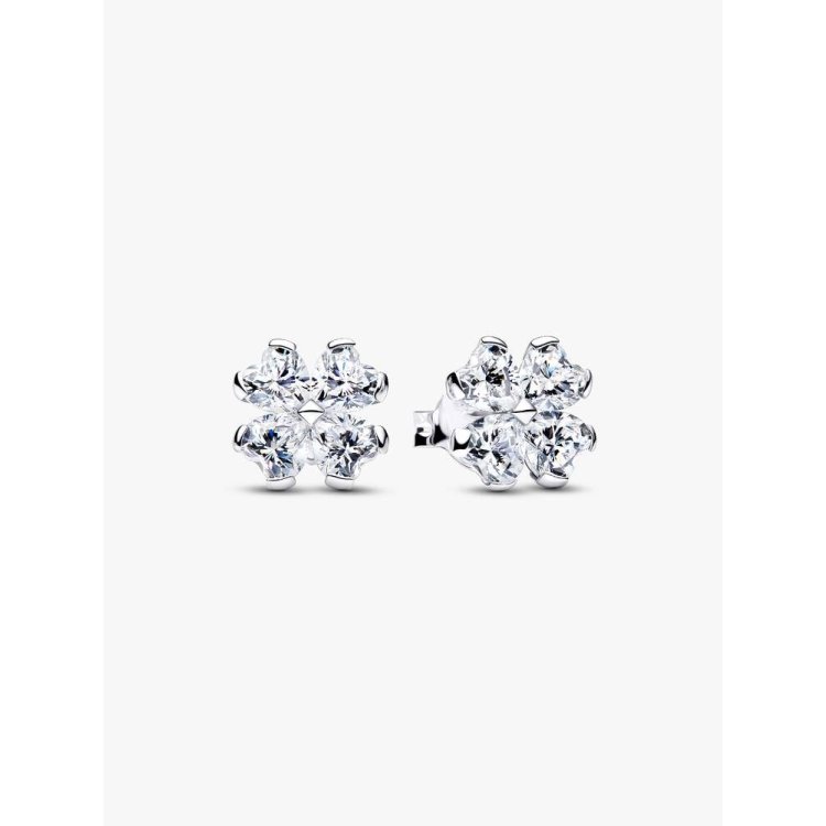 PANDORA TIMELESS Κουμπωτά Σκουλαρίκια με Αστραφτερό Τετράφυλλο Τριφύλλι
