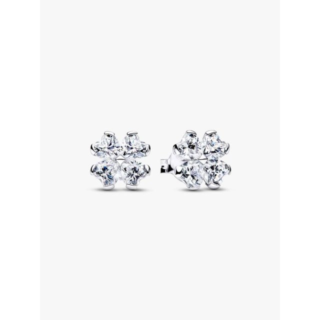 PANDORA TIMELESS Κουμπωτά Σκουλαρίκια με Αστραφτερό Τετράφυλλο Τριφύλλι
