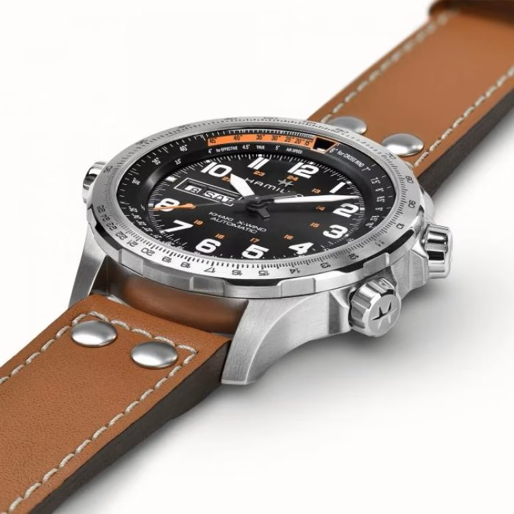HAMILTON Khaki Aviation X-Wind Day Date Auto Brown Leather Strap