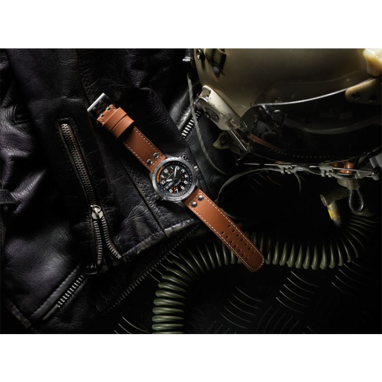 HAMILTON Khaki Aviation X-Wind Day Date Auto Brown Leather Strap