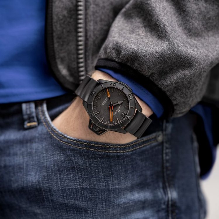 HAMILTON Khaki Navy Frogman Auto Black Rubber Strap