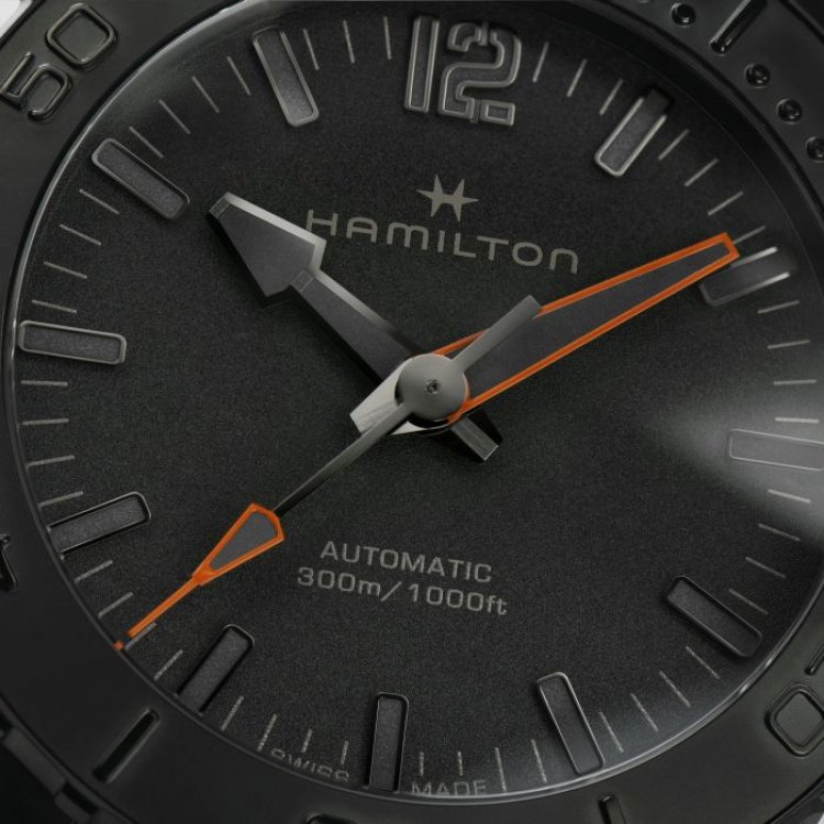 HAMILTON Khaki Navy Frogman Auto Black Rubber Strap