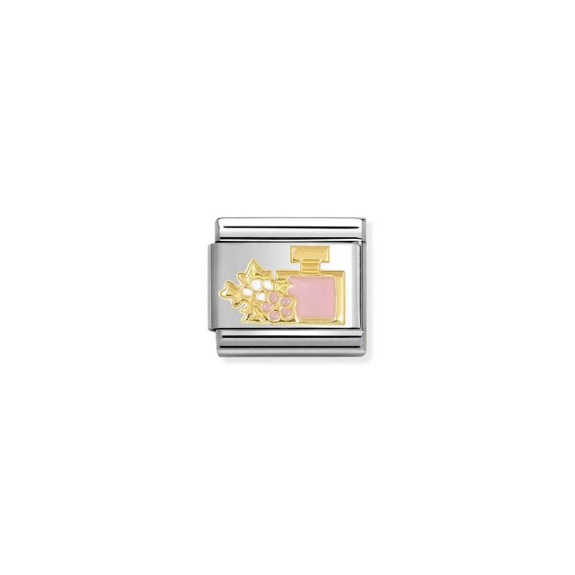 NOMINATION COMPOSABLE CLASSIC LINK PARFUME WITH FLOWER IN 18K & ENAMEL