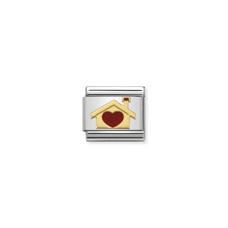 NOMINATION COMPOSABLE CLASSIC LINK HOME WITH HEART 18K GOLD & ENAMEL