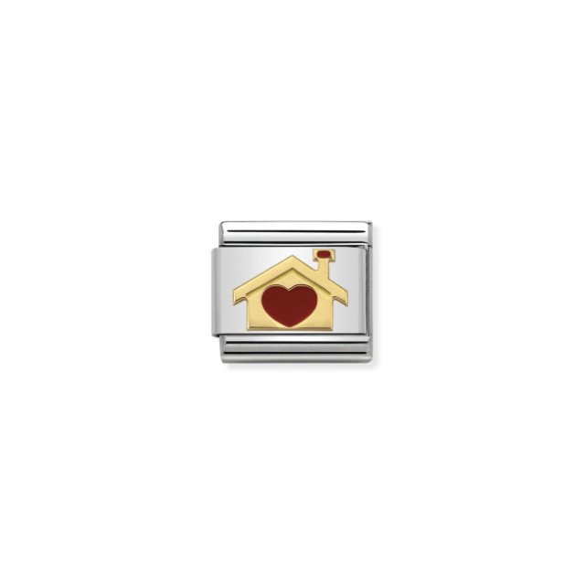 NOMINATION COMPOSABLE CLASSIC LINK HOME WITH HEART 18K GOLD & ENAMEL
