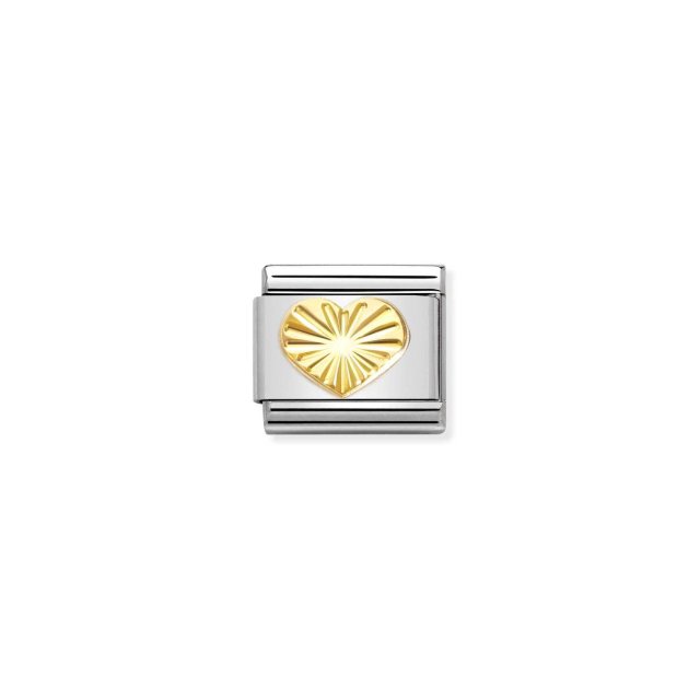 NOMINATION COMPOSABLE CLASSIC LINK WITH ETCHED HEART DETAIL IN 18K GOLD