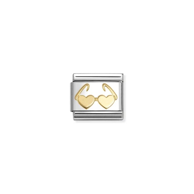 NOMINATION COMPOSABLE CLASSIC LINK WITH HEARTS GLASSES DETAIL IN 18K GOLD