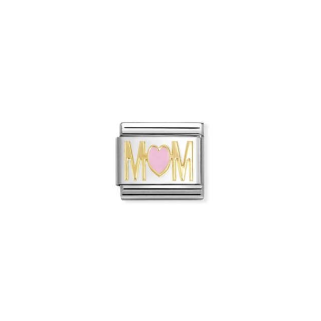 NOMINATION COMPOSABLE CLASSIC LINK  MUM WITH HEART IN 18K & ENAMEL