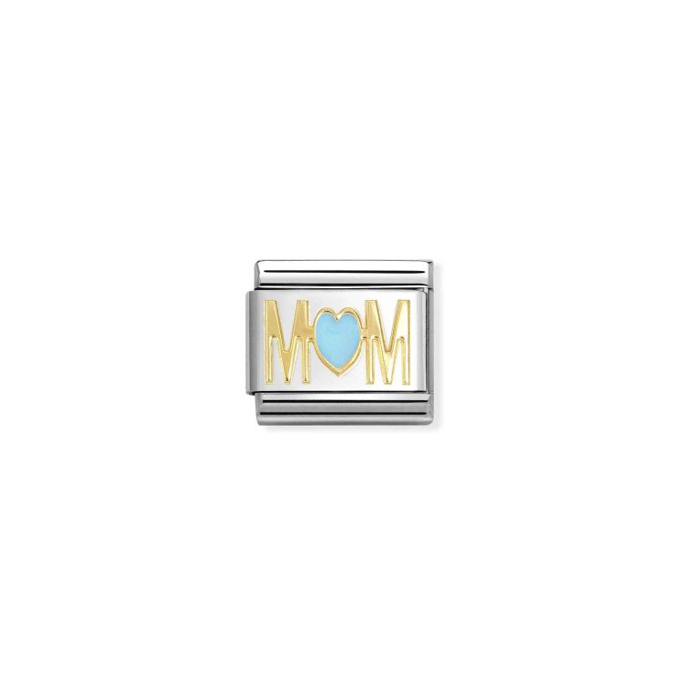 NOMINATION COMPOSABLE CLASSIC LINK MUM WITH HEART IN 18K & ENAMEL