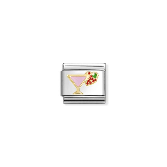 NOMINATION COMPOSABLE CLASSIC LINK PINK COCTAIL  IN 18K & ENAMEL
