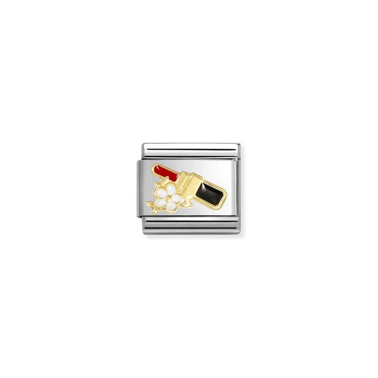 NOMINATION COMPOSABLE CLASSIC LINK RED LIPSTICK WITH FLOWER IN 18K & ENAMEL