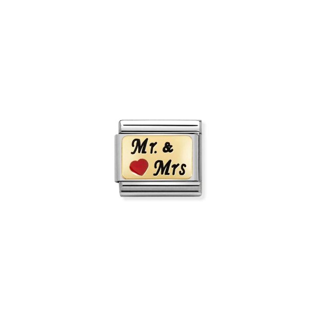 NOMINATION COMPOSABLE CLASSIC LINK MR AND MRS IN 18K GOLD & ENAMEL