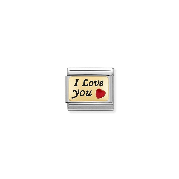 NOMINATION COMPOSABLE CLASSIC LINK I LOVE YOU  IN 18K & ENAMEL