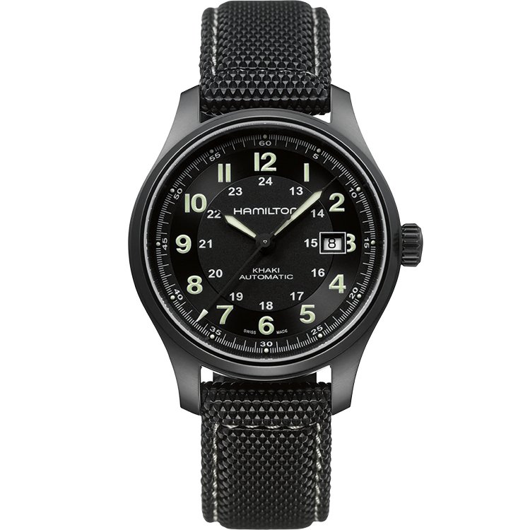 HAMILTON Khaki Field Titanium Auto Black Rubber Strap