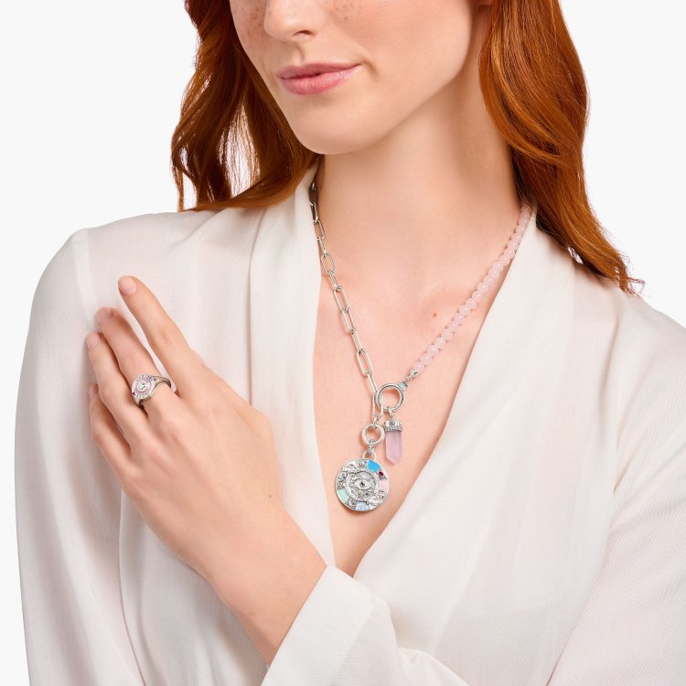 THOMAS SABO Silver Pendant Wheel of Fortune with Cold Enamel and Stones