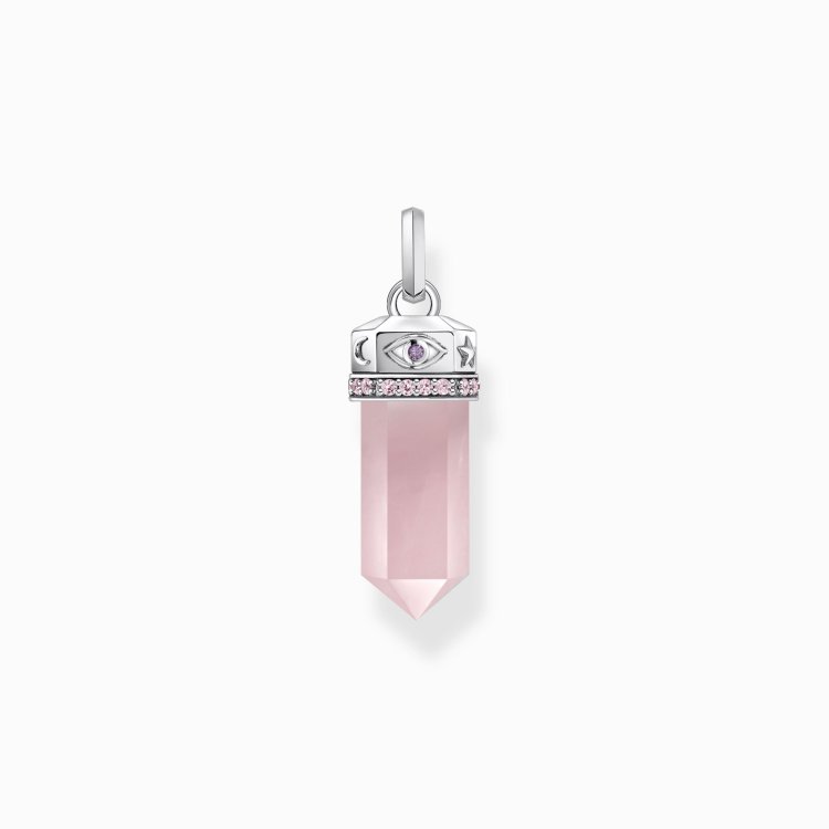 THOMAS SABO Silver Ηexagonal Pendant with Rose Quartz
