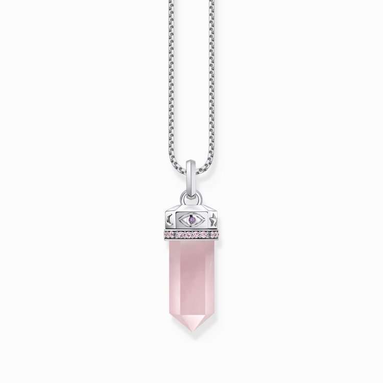 THOMAS SABO Silver Ηexagonal Pendant with Rose Quartz