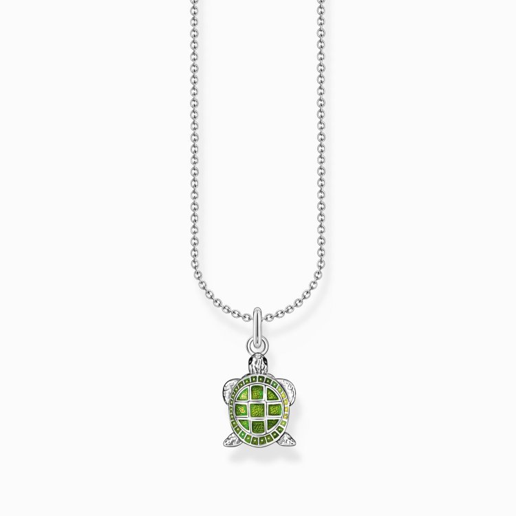 ΤΗΟΜΑS SABO Silver Necklace with Turtle Pendant with Cold Enamel