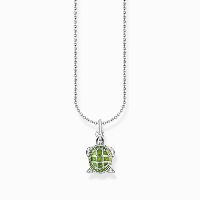 ΤΗΟΜΑS SABO Silver Necklace with Turtle Pendant with Cold Enamel