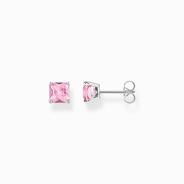 THOMAS SABO Silver Ear Studs with Pink Stone
