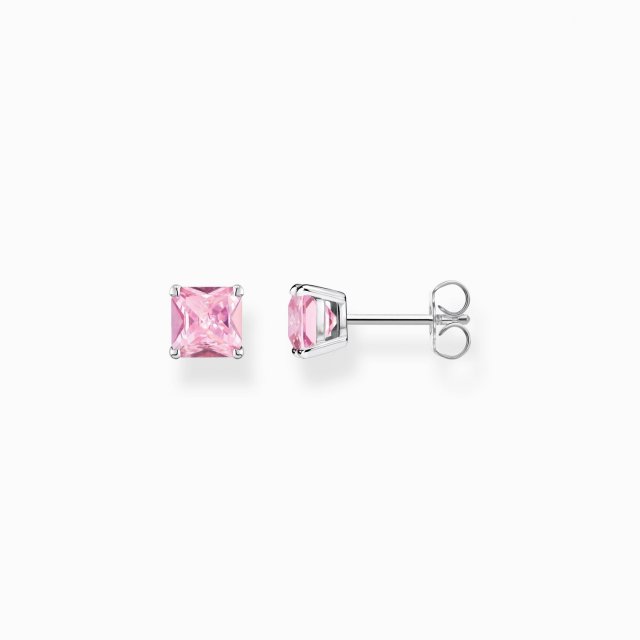 THOMAS SABO Silver Ear Studs with Pink Stone