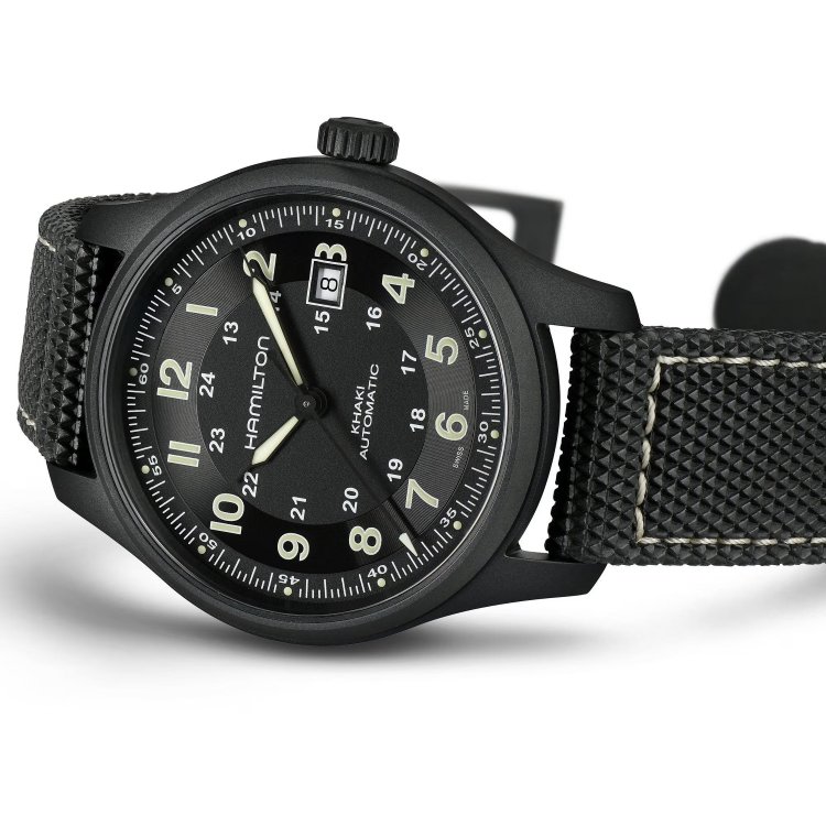 HAMILTON Khaki Field Titanium Auto Black Rubber Strap