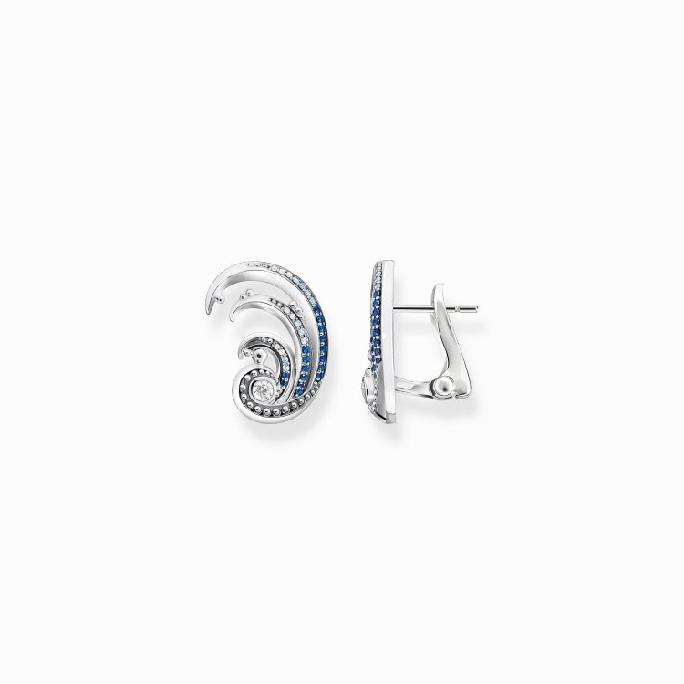 THOMAS SABO Silver Ear Clip Wave with Blue Stones