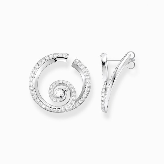 THOMAS SABO Silver Ear Studs Wave with Stones
