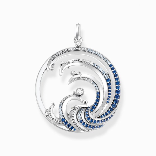 THOMAS SABO Silver Pendant Wave with Blue Stones