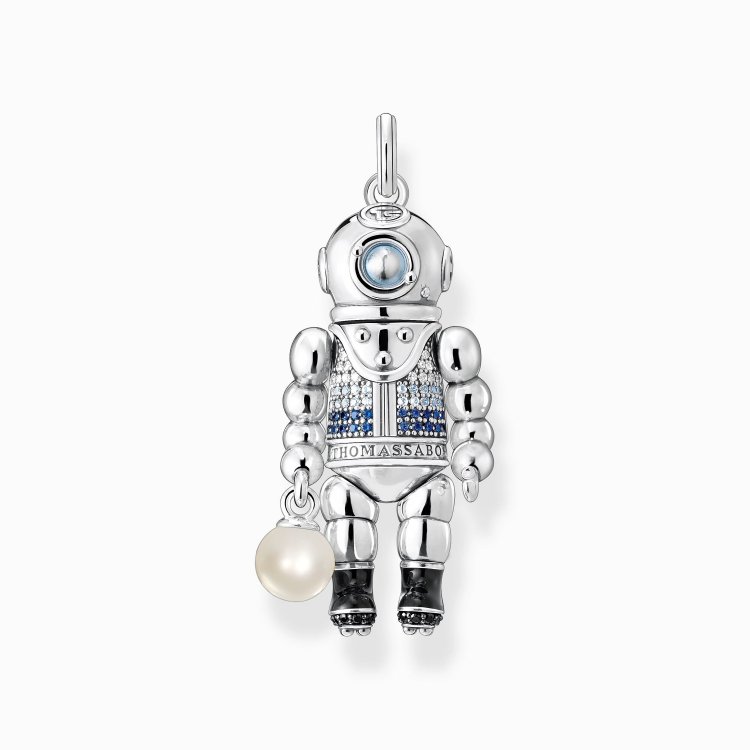 THOMAS SABO Silver Pendant Diver with Pearl and Blue Stones