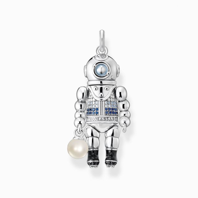 THOMAS SABO Silver Pendant Diver with Pearl and Blue Stones