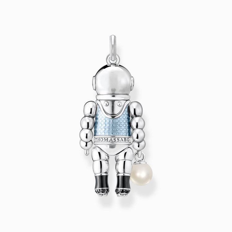 THOMAS SABO Silver Pendant Diver with Pearl and Blue Stones