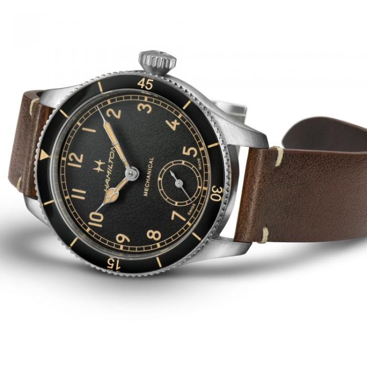 HAMILTON Khaki Aviation Pilot Pioneer Mechanical Brown Leather Strap