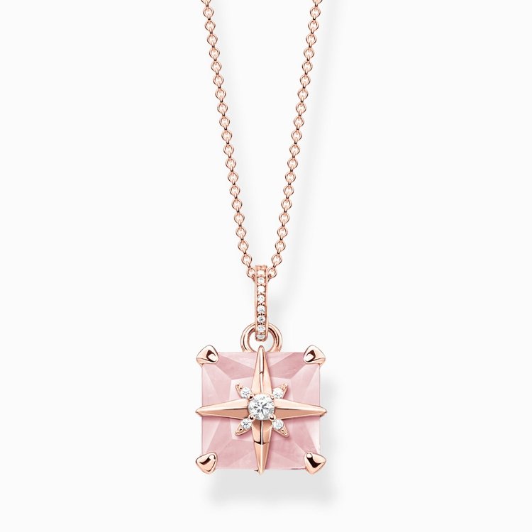 THOMAS SABO Silver Necklace Pink Stone with Star