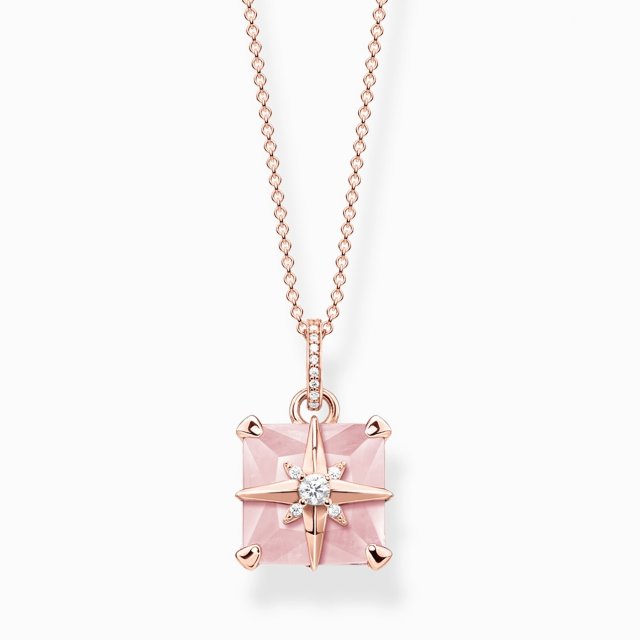 THOMAS SABO Silver Necklace Pink Stone with Star