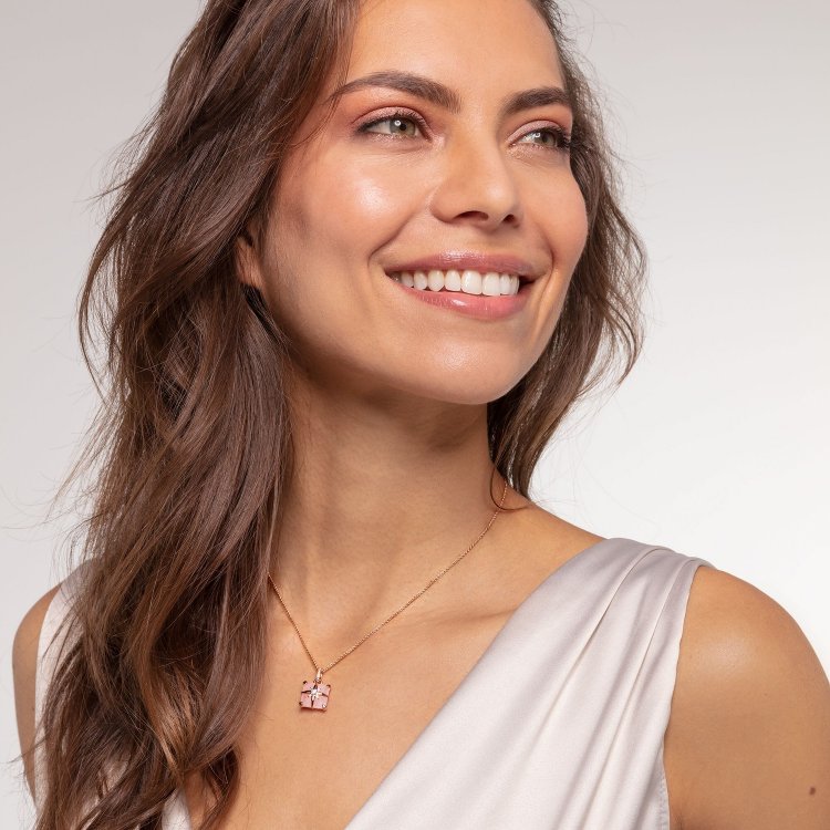 THOMAS SABO Silver Necklace Pink Stone with Star