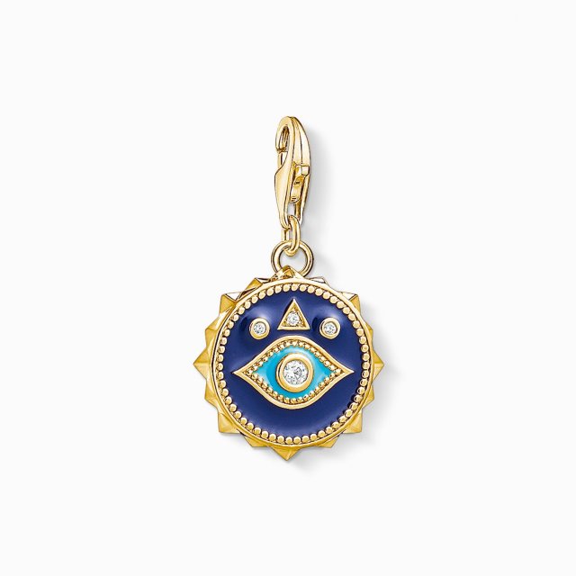 THOMAS SABO Silver Charm Pendant Blue Nazar Eye Gold