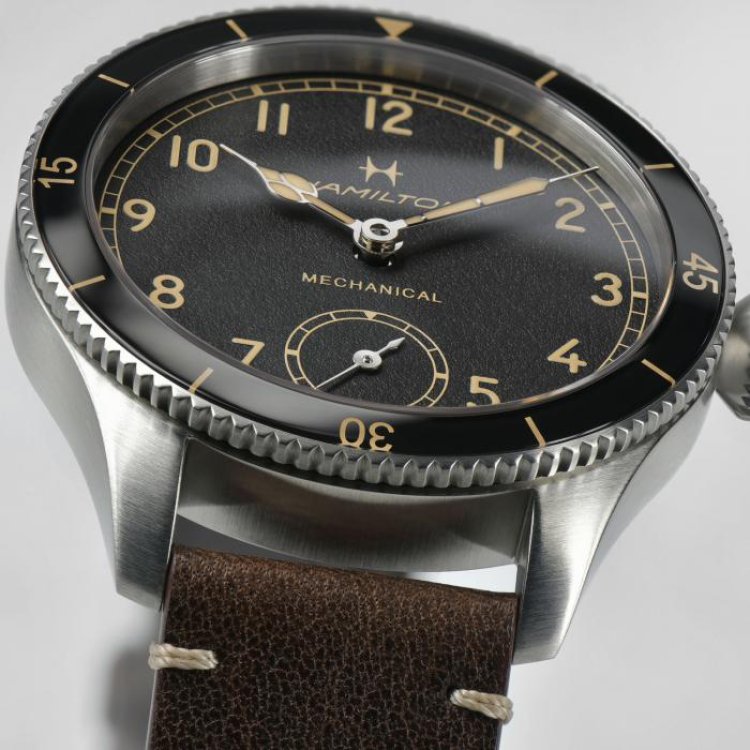 HAMILTON Khaki Aviation Pilot Pioneer Mechanical Brown Leather Strap