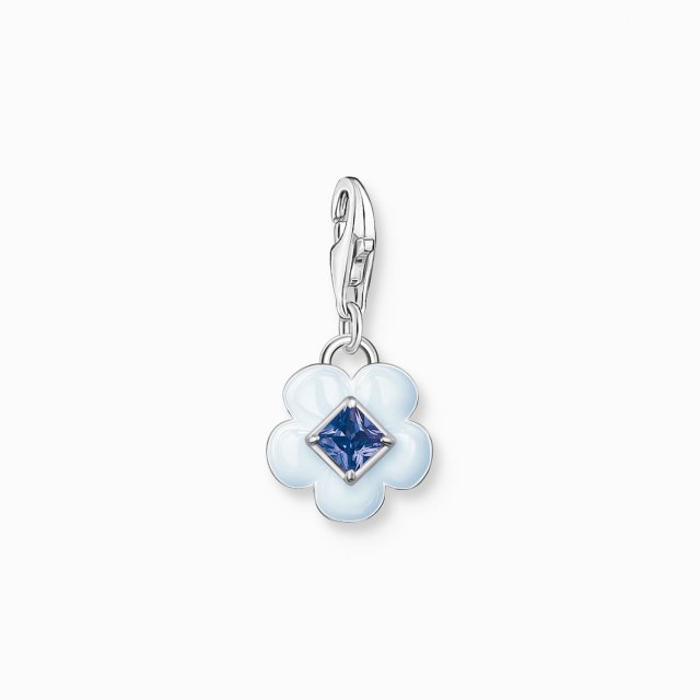 THOMAS SABO Silver Charm Pendant Flower with Blue Stone