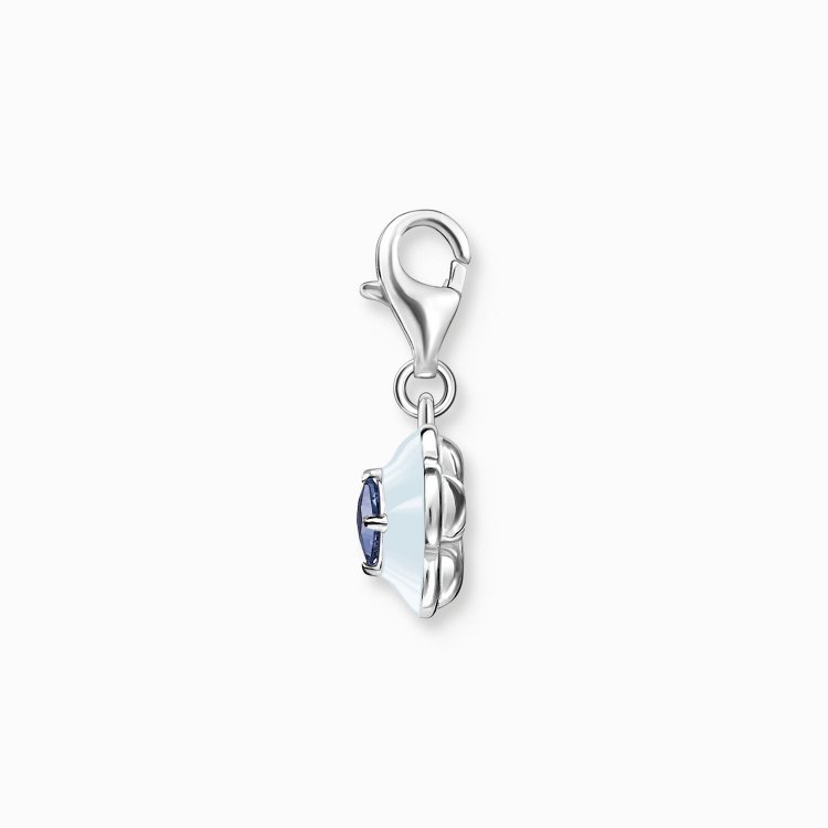 THOMAS SABO Silver Charm Pendant Flower with Blue Stone