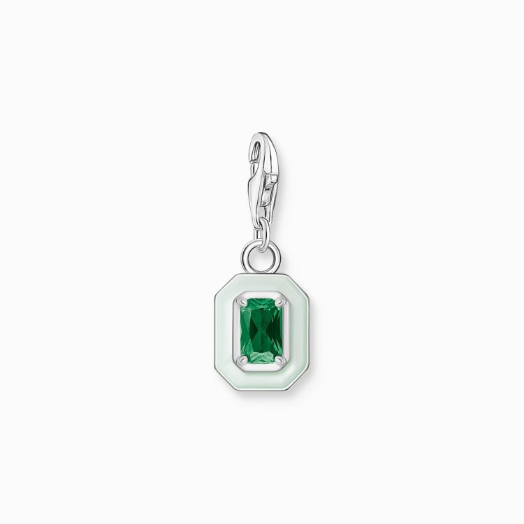 THOMAS SABO Silver Charm Pendant Green Stone
