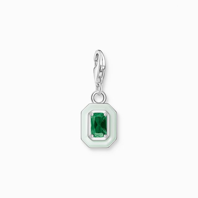 THOMAS SABO Silver Charm Pendant Green Stone